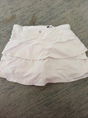 ATHLETA- Women’s Layered Athletic Skort - white tennis skirt